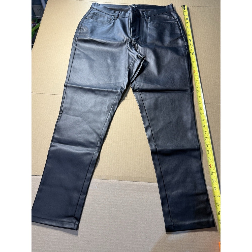 Venus Black Faux Leather Straight Pants Skinny Size 14 #6D